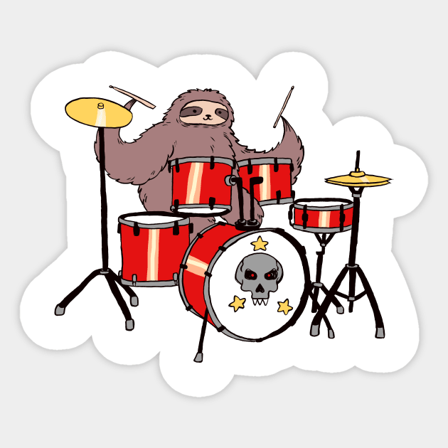 Drum Set Sloth Sticker by saradaboru